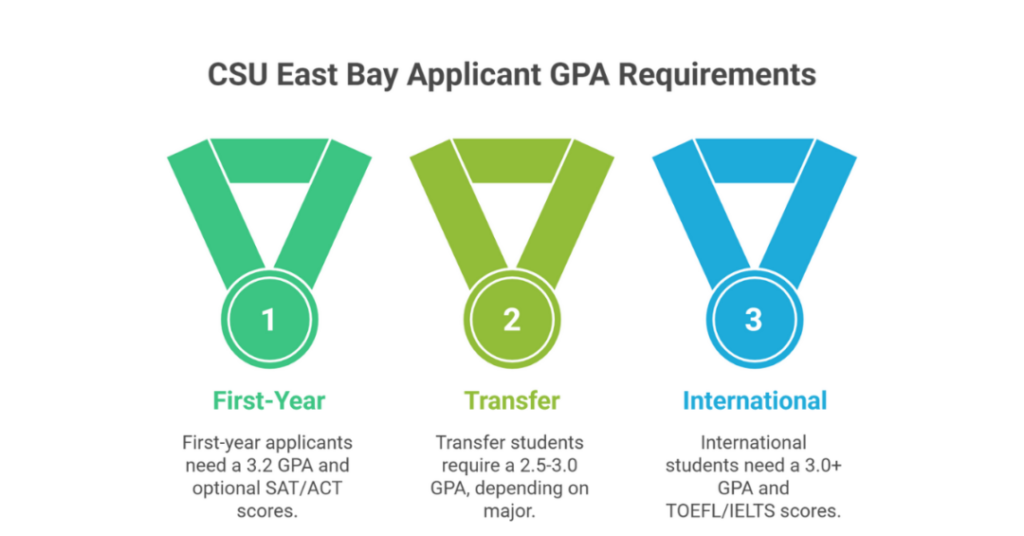 What Is the Average GPA for CSU East Bay Admission? 1 csu east bay average gpa